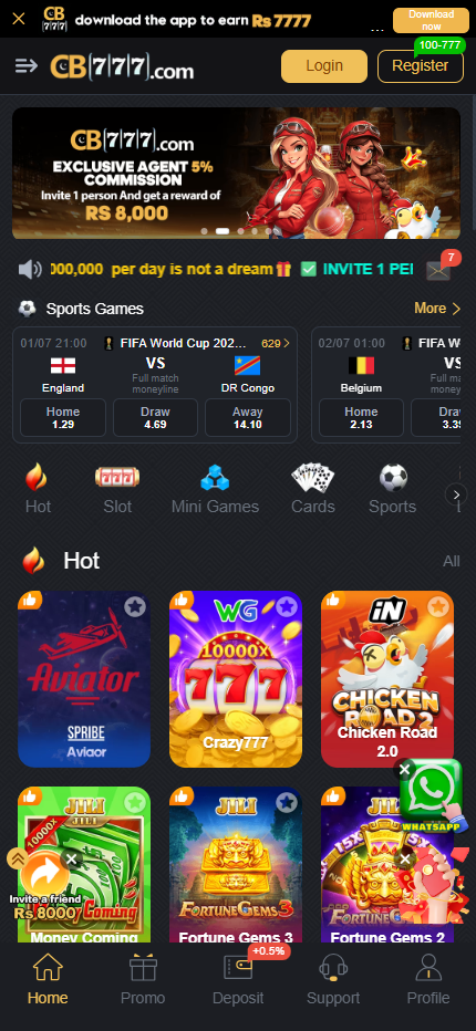 CB777 games grid with Aviator, Crazy777, Chicken Road 2.0, Money Coming and Fortune Gems